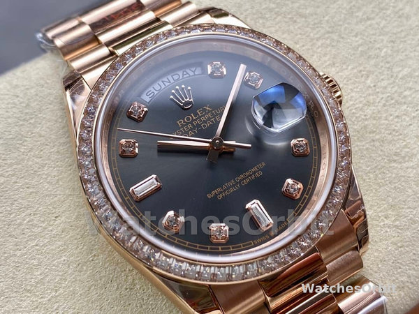 Replica Rolex Day-Date 36mm unisex-128345RBR-Slate Dial-Everose Gold Slate
