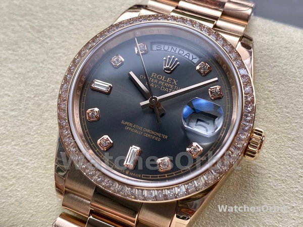 Replica Rolex Day-Date 36mm unisex-128345RBR-Slate Dial-Everose Gold Slate