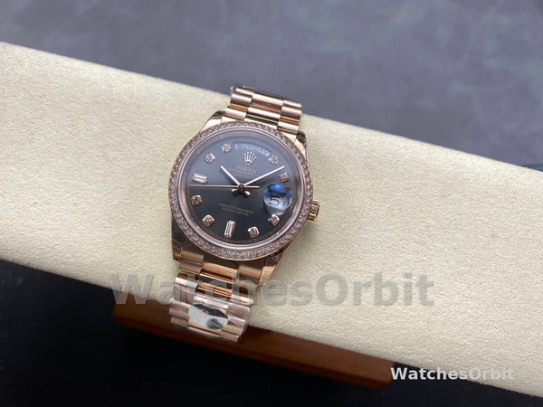 Replica Rolex Day-Date 36mm unisex-128345RBR-Slate Dial-Everose Gold Slate