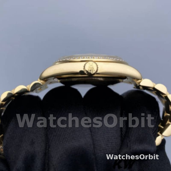 Replica Rolex Day-Date 36mm unisex-128348RBR-Champagne Diamond Dial-Geel Goud