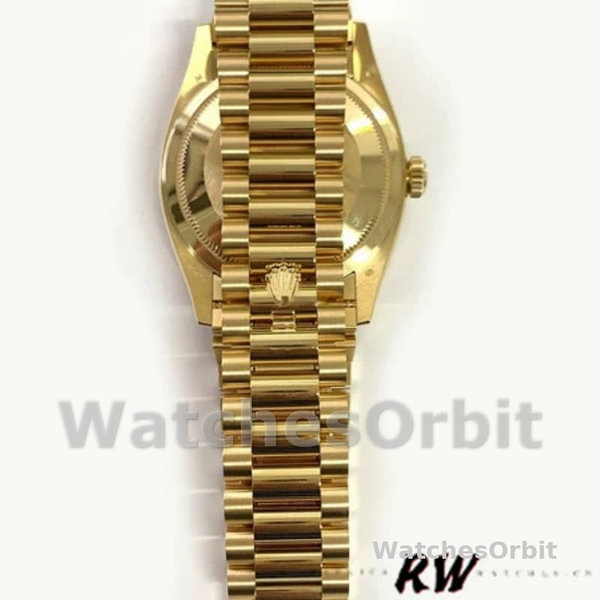 Replica Rolex Day-Date 36mm unisex-128348RBR-Champagne Diamond Dial-Geel Goud