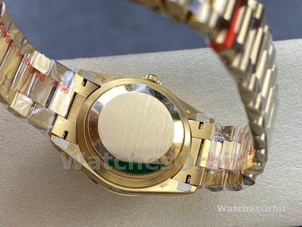 Replica Rolex Day-Date 36mm Unisex-128348RBR-Champagne Index Dial-Geel Goud