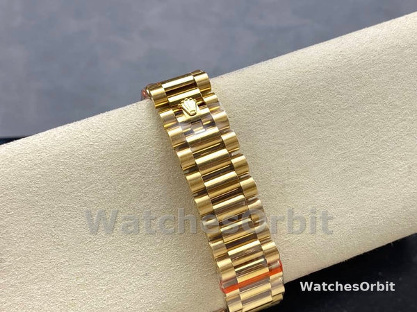 Replica Rolex Day-Date 36mm Unisex-128348RBR-Champagne Index Dial-Geel Goud