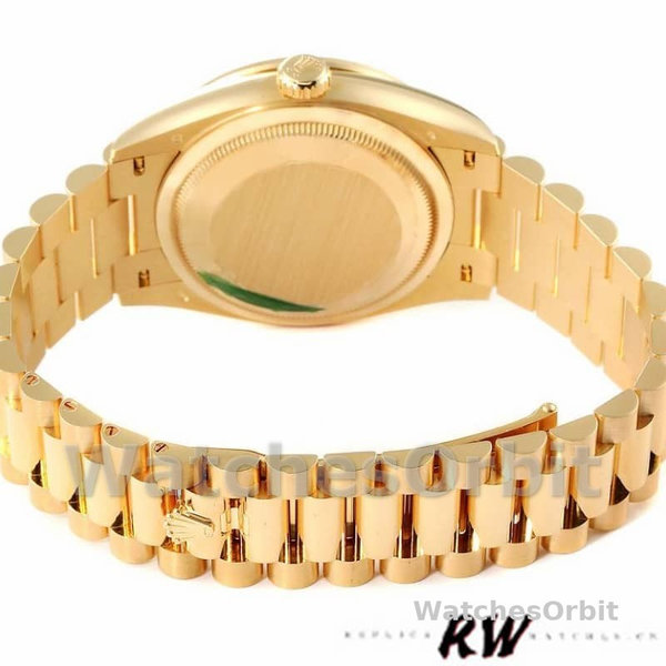 Replica Rolex Day-Date 36mm voor heren-128348RBR-Donkergrijze wijzerplaat-Geelgoud