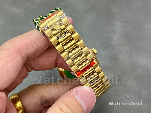 Replica Rolex Day-Date 36mm Unisex-128348RBR-Turquoise Diamond Dial-Geel Goud Turquoise