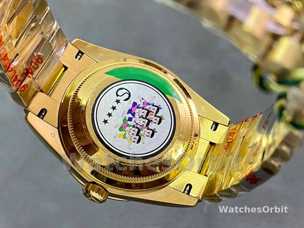 Replica Rolex Day-Date 36mm Unisex-128348RBR-Turquoise Diamond Dial-Geel Goud Turquoise
