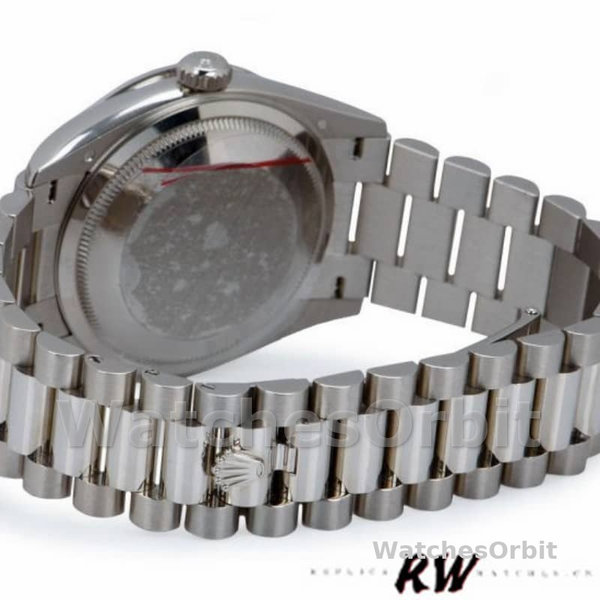 Replique Rolex Day-Date 36mm Unisex-128349RBR-White Roman Dial-Diamond Bezel White unisexe