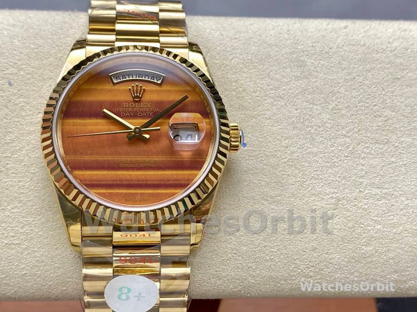Rolex Day Date 18038 Yellow Gold Tigers Eye Watch