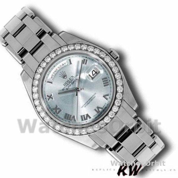 Replique Hommes - Rolex Day-Date-18946, 39mm, cadran romain bleu glacier, édition spéciale, Bleu glacier Hommes