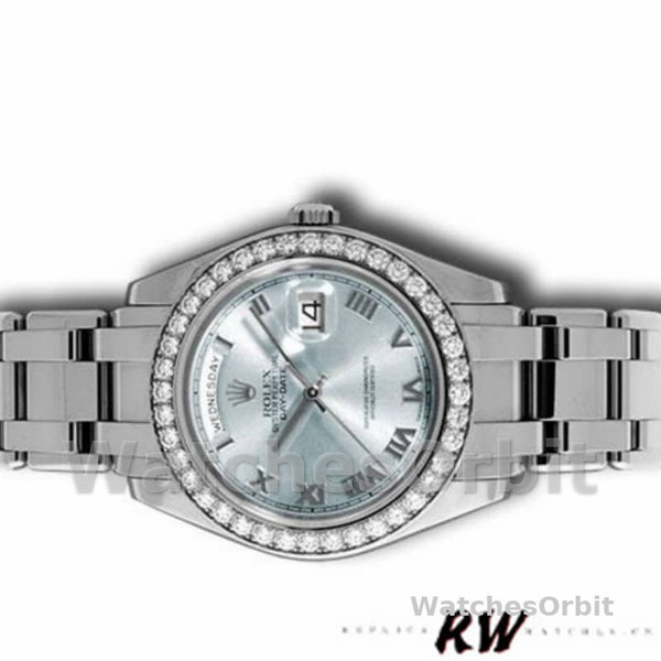 Replique Hommes - Rolex Day-Date-18946, 39mm, cadran romain bleu glacier, édition spéciale, Bleu glacier Hommes