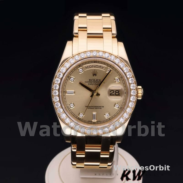 Replica Heren Rolex Day-Date-18948, 39mm, champagne diamant wijzerplaat, speciale editie