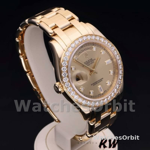 Replica Heren Rolex Day-Date-18948, 39mm, champagne diamant wijzerplaat, speciale editie