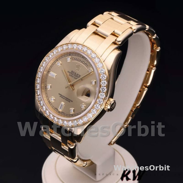 Replica Heren Rolex Day-Date-18948, 39mm, champagne diamant wijzerplaat, speciale editie