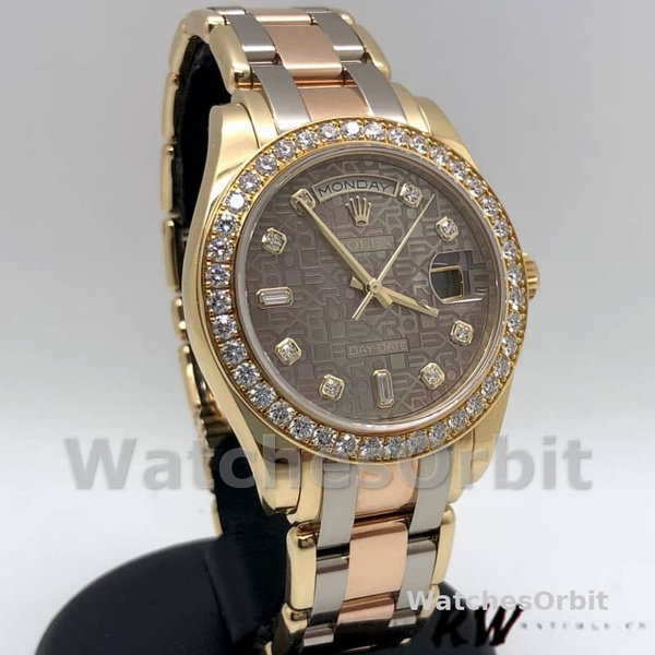 Replica Heren Rolex Day-Date-18948, 39mm, Speciale Editie, Donker MOP Diamanten Jubileum Wijzerplaat, Heren MOP