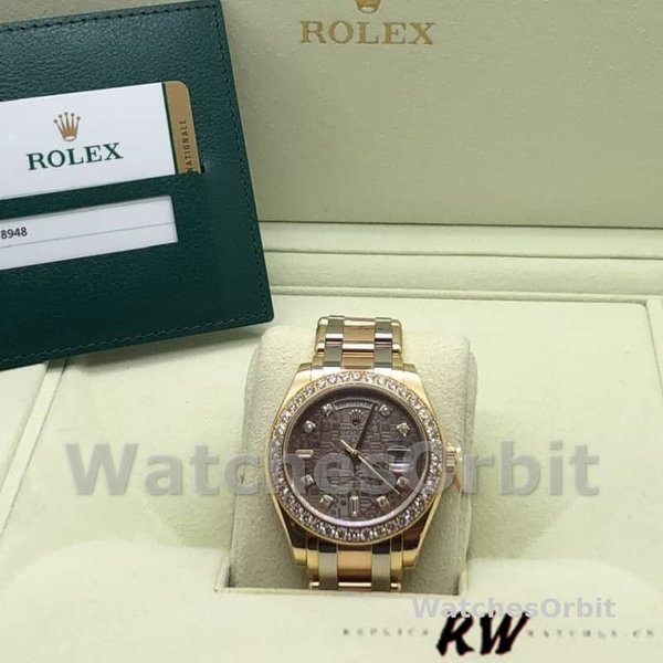 Replica Heren Rolex Day-Date-18948, 39mm, Speciale Editie, Donker MOP Diamanten Jubileum Wijzerplaat, Heren MOP