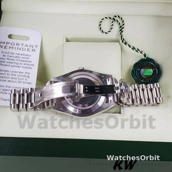 Replica Heren Rolex Day-Date-218206, 41mm, Platina, Concentrisch zwarte wijzerplaat