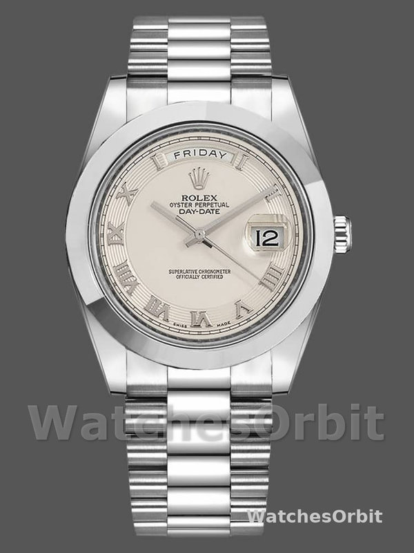 Rolex Day-Date 218206 Concentric Circle Ivory Roman Numeral Dial Platinum 41MM Herren Replica Watch
