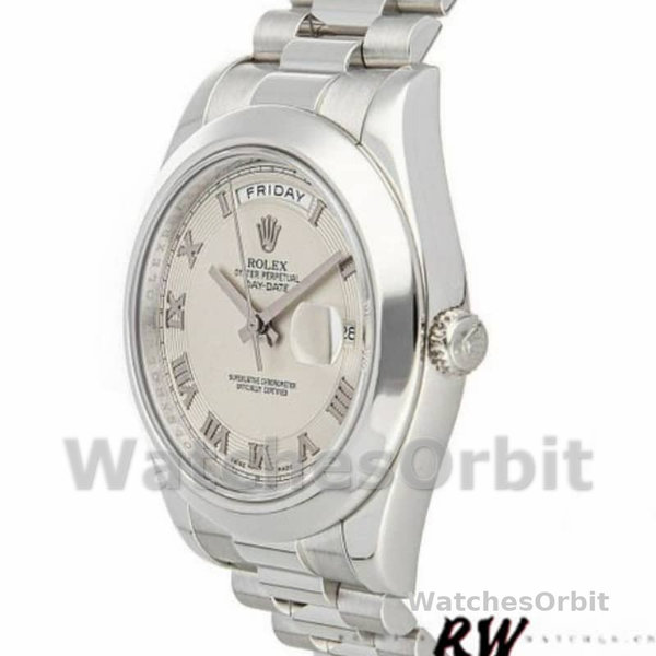 Rolex Day-Date 218206 Concentric Circle Ivory Roman Numeral Dial Platinum 41MM Herren Replica Watch