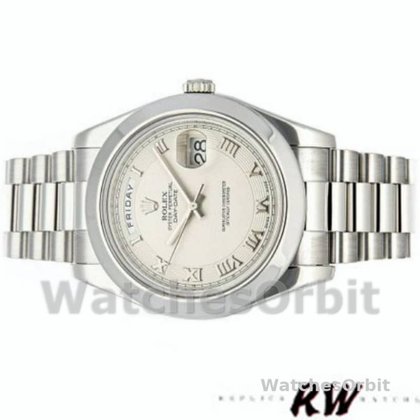 Rolex Day-Date 218206 Concentric Circle Ivory Roman Numeral Dial Platinum 41MM Herren Replica Watch