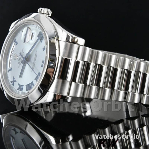 Replica Heren Rolex Day-Date-218206, 41mm, Ijsblauwe wijzerplaat, Platina