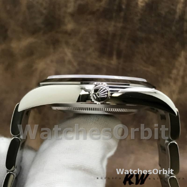 Replica Heren Rolex Day-Date-218206, 41mm, Platina, Zilveren Diamanten Wijzerplaat