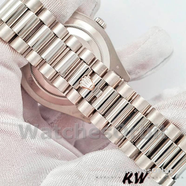 Replica Heren Rolex Day-Date-218206, 41mm, Platina, Golfpatroon Blauwe Wijzerplaat