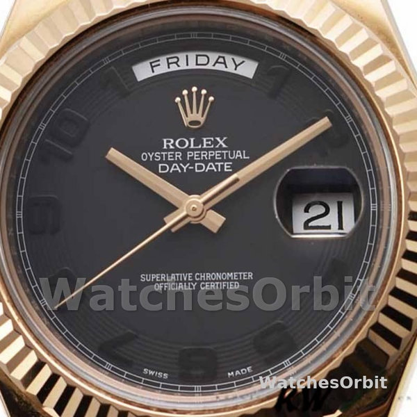 Replica Heren Rolex Day-Date-218235, 41mm, Rose Goud, Zwarte Concentrische Arabische Wijzerplaat