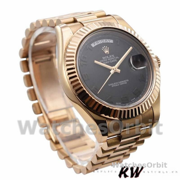 Replica Heren Rolex Day-Date-218235, 41mm, Rose Goud, Zwarte Concentrische Arabische Wijzerplaat