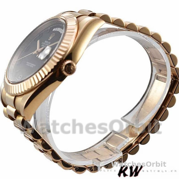 Replica Heren Rolex Day-Date-218235, 41mm, Rose Goud, Zwarte Concentrische Arabische Wijzerplaat