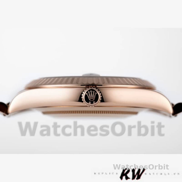 Replica Heren Rolex Day-Date-218235, 41mm, Roségoud, Wijzerplaat met Champagne Diamanten