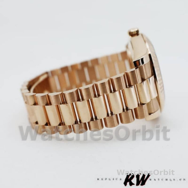 Replica Heren Rolex Day-Date-218235, 41mm, Chocoladebruine wijzerplaat, Roségoud