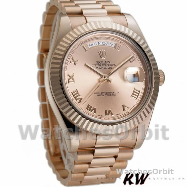 Replica Heren Rolex Day-Date-218235, 41mm, Roségoud, Romeinse wijzerplaat, Rose