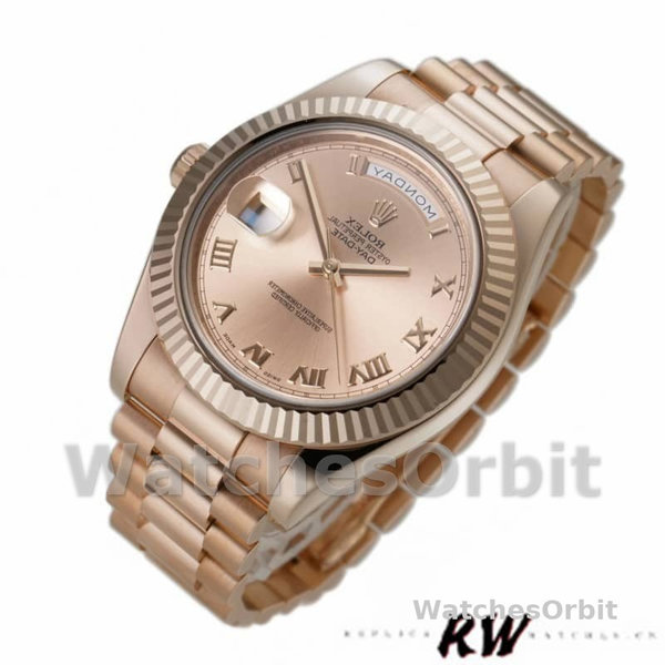 Replica Heren Rolex Day-Date-218235, 41mm, Roségoud, Romeinse wijzerplaat, Rose