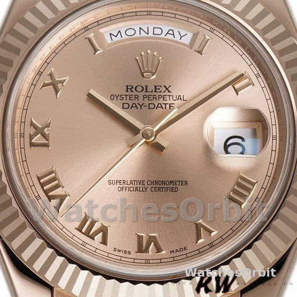 Replica Heren Rolex Day-Date-218235, 41mm, Roségoud, Romeinse wijzerplaat, Rose