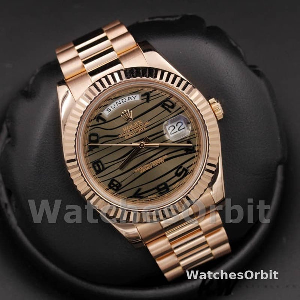 Replica Heren Rolex Day-Date-218235, 41mm, Rose Goud, Golf Brons Wijzerplaat, Heren Golf Brons