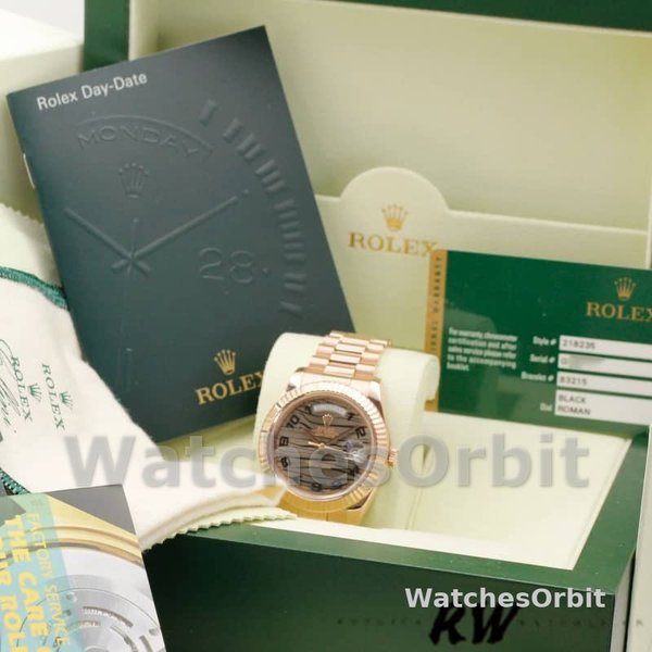 Replica Heren Rolex Day-Date-218235, 41mm, Rose Goud, Golf Brons Wijzerplaat, Heren Golf Brons