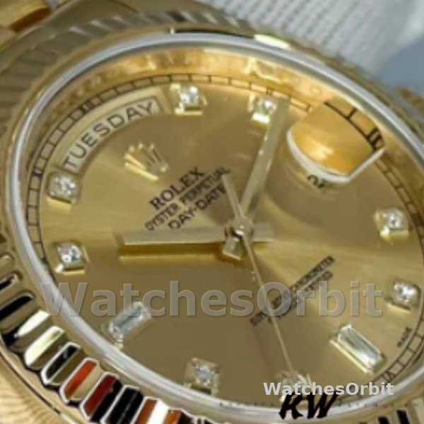Replica Heren Rolex Day-Date-218238, 41mm, Geelgoud, Champagne Wijzerplaat
