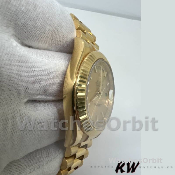 Replica Heren Rolex Day-Date-218238, 41mm, Geelgoud, Champagne Index Wijzerplaat