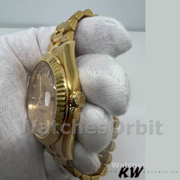 Replica Heren Rolex Day-Date-218238, 41mm, Geelgoud, Champagne Index Wijzerplaat