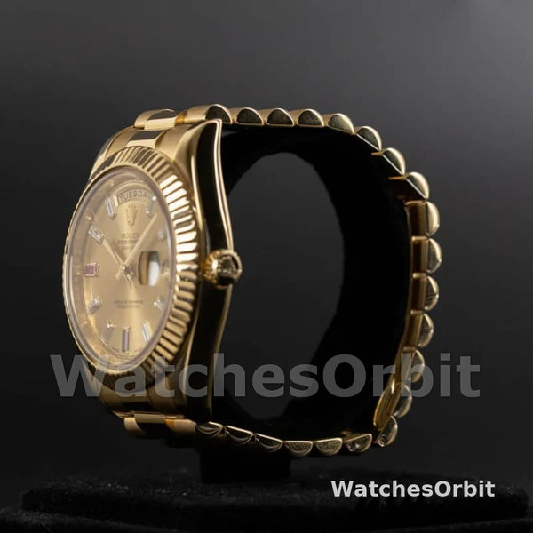 Replica Heren Rolex Day-Date-218238, 41mm, Geel Goud, Champagne Robijn Wijzerplaat, Heren Champagne