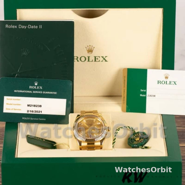 Replica Heren Rolex Day-Date-218238, 41mm, Geel Goud, Champagne Robijn Wijzerplaat, Heren Champagne