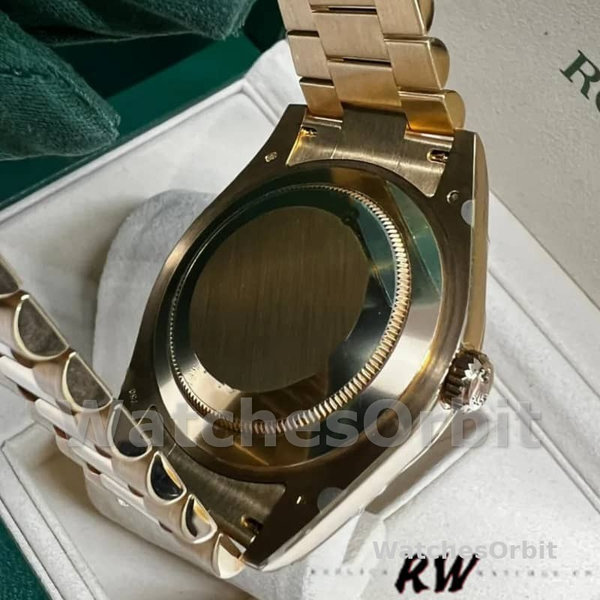 Replica Heren Rolex Day-Date-218238, 41mm, Geelgoud, Zilveren Romeinse Cijfer Wijzerplaat