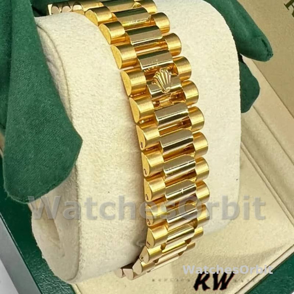 Replica Heren Rolex Day-Date-218238, 41mm, Geelgoud, Zilveren Romeinse Cijfer Wijzerplaat