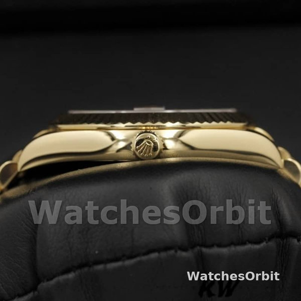 Replica Heren Rolex Day-Date-218238, 41mm, Geelgoud, Golf zwarte wijzerplaat