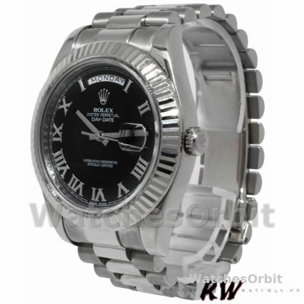 Replica Heren Rolex Day-Date-218239, 41mm, Witgoud, Zwarte Romeinse cijfers Wijzerplaat