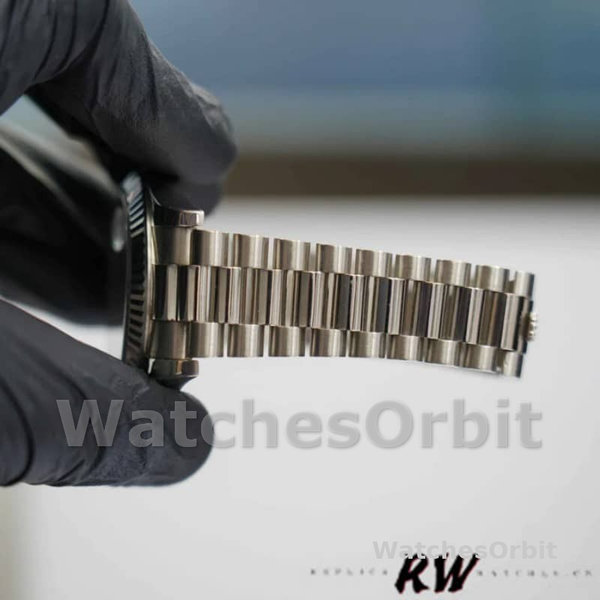 Replica Heren Rolex Day-Date-218239, 41mm, Witgoud, Chocoladebruine Romeinse Cijfers Wijzerplaat