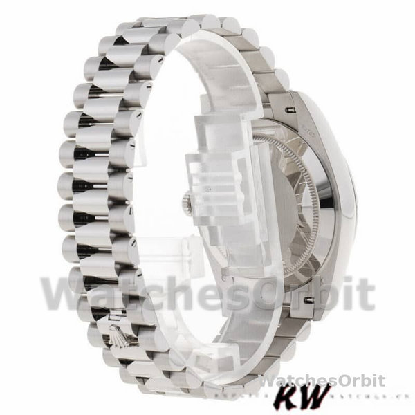 Replica Heren Rolex Day-Date-218239, 41 mm, witgoud, wijzerplaat met concentrische cirkel, zwart voor heren