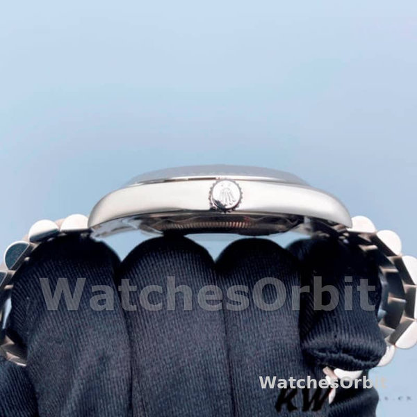 Replica Heren Rolex Day-Date-218239, 41 mm, witgoud, zwarte wijzerplaat met diamant
