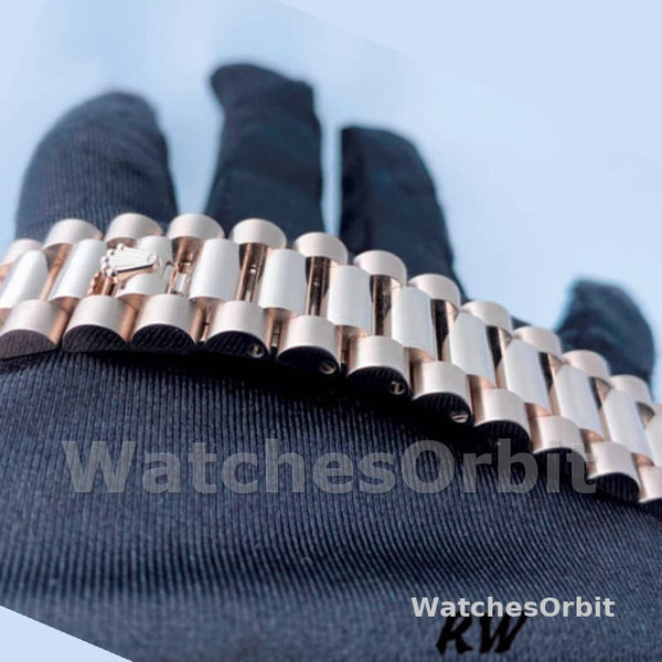 Replica Heren Rolex Day-Date-218239, 41 mm, witgoud, zwarte wijzerplaat met diamant