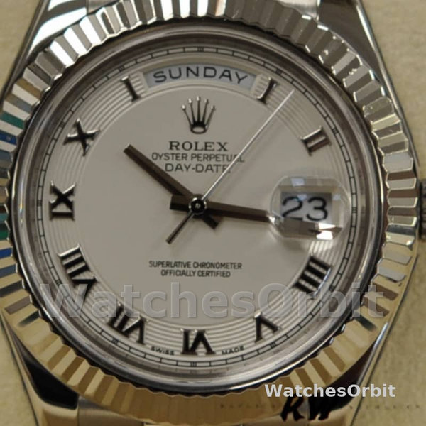 Replica Heren Rolex Day-Date-218239, 41mm, Witgoud, Ivory Romeinse cijfers Wijzerplaat